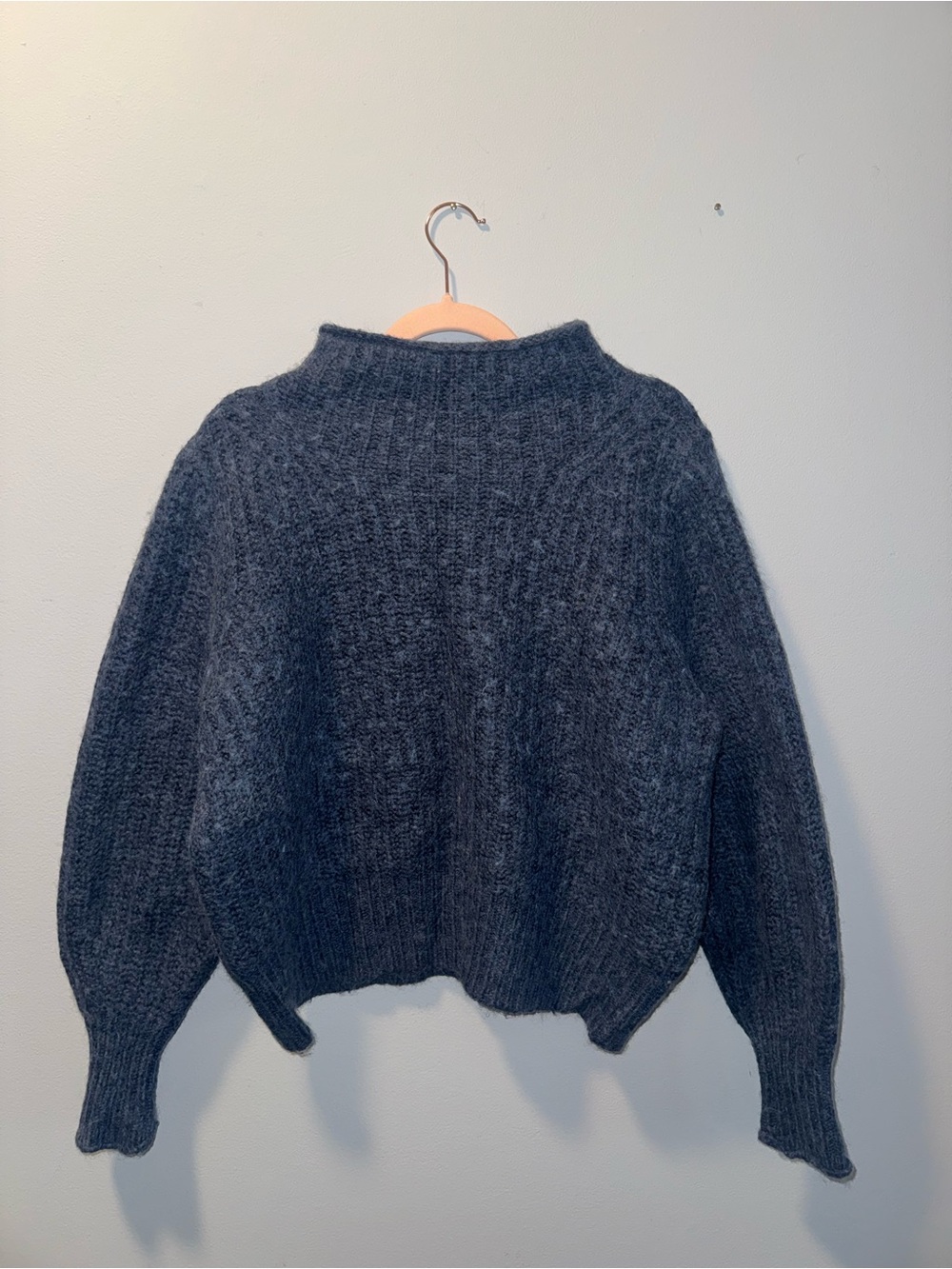 Madewell Cozy Ribbed Mock-Neck Sweater in Navy Blue - Size M